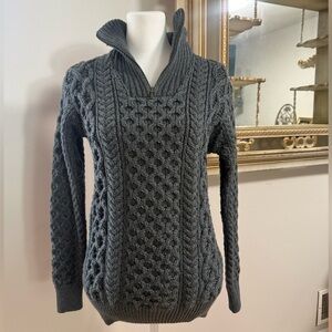 Aran Sweater Market Heavyweight Merino Wool Troyer